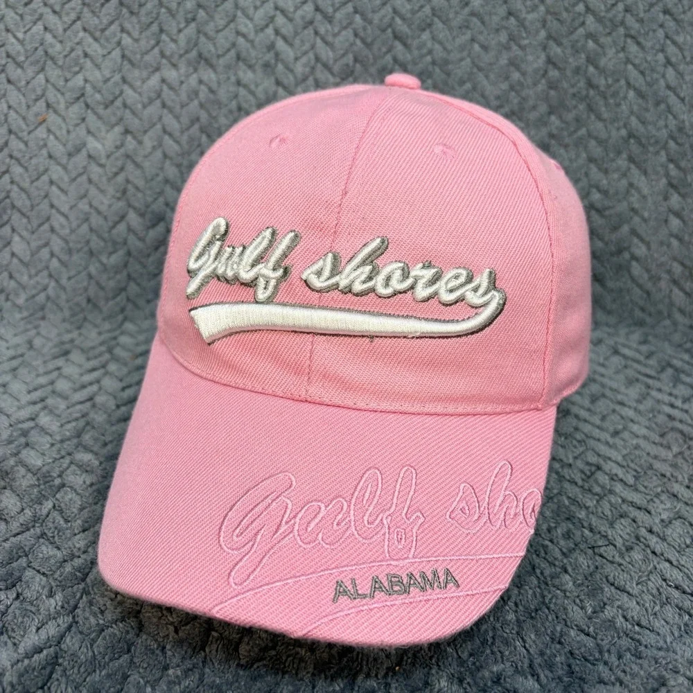 Lucky 7 Gulf Shores Alabama Pink Embroidered Baseball Cap Hat Souvenir AL